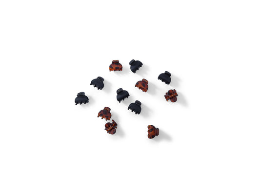 12 PC Mini Hold Clips - Black/Tortoise
