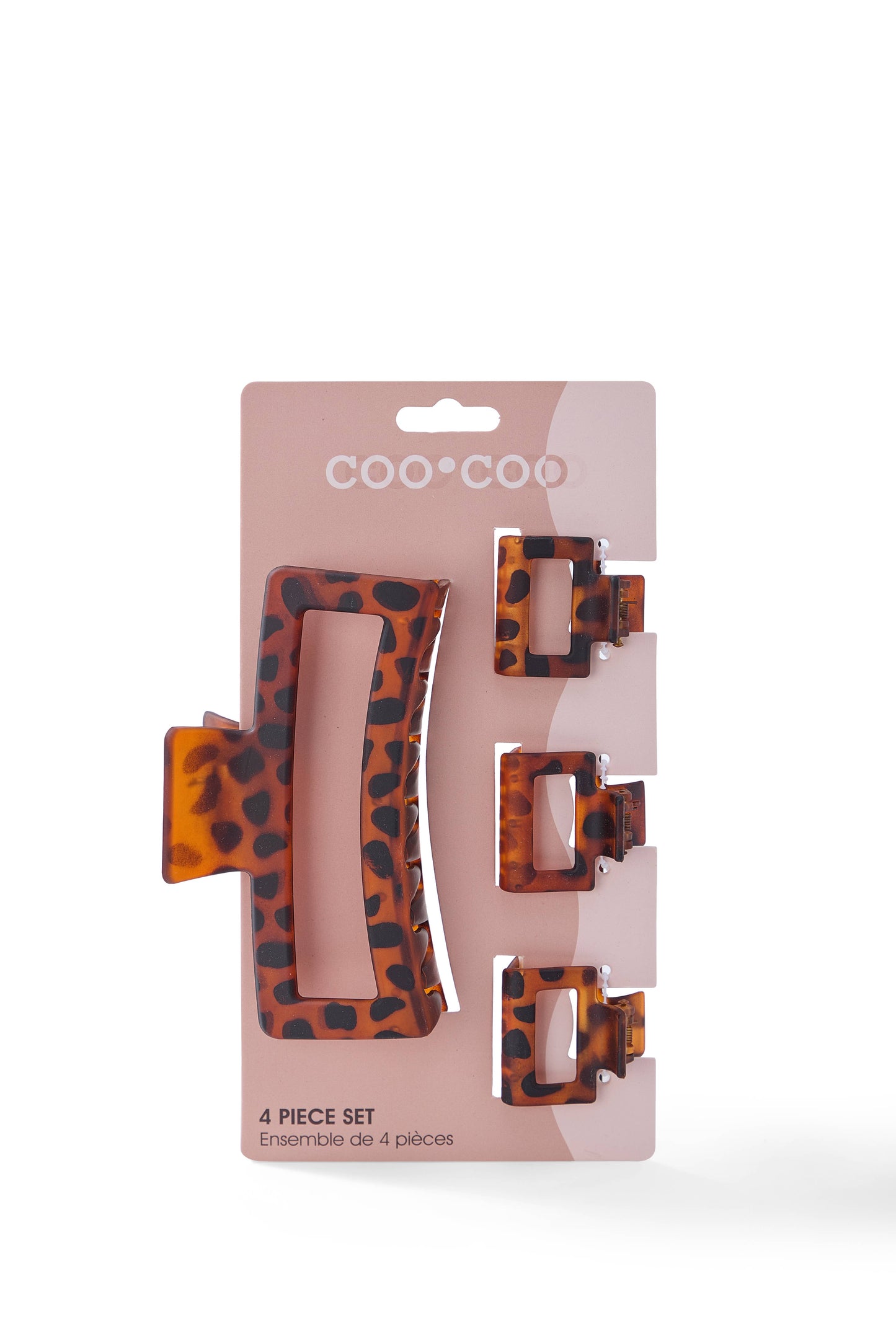 4 PC Assorted Size Square Matte Claw - Tortoise