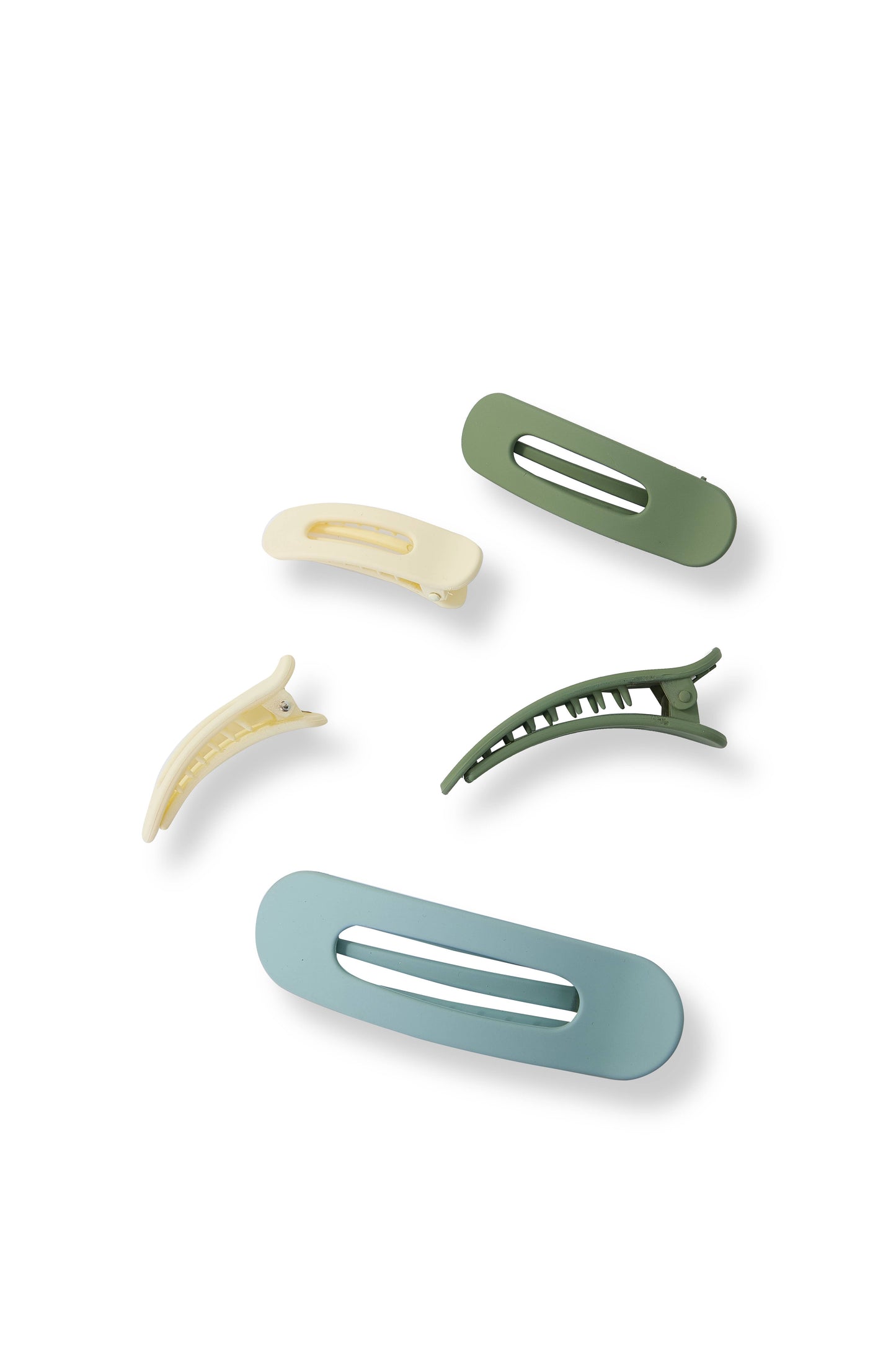 5 PC Jumbo Barettes - Sage/Eucalyptus