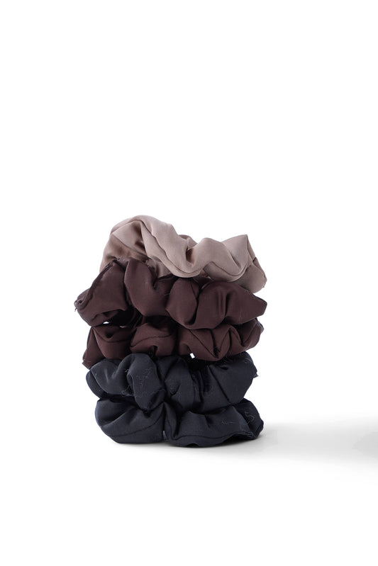 5 PC Satin Pillow Scrunchie - Mocha