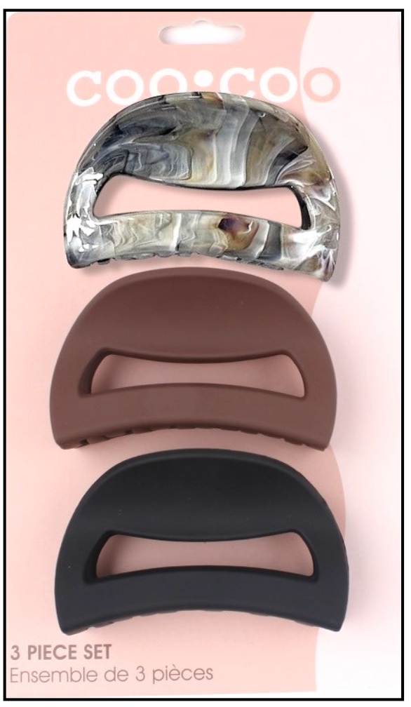 3 PC French Curve Grip Claw - Ebony Quartz