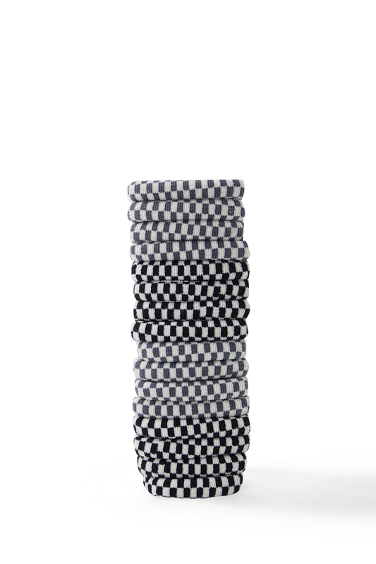 16 PC Checkerboard 'Thick' Elastics - Black/Taupe