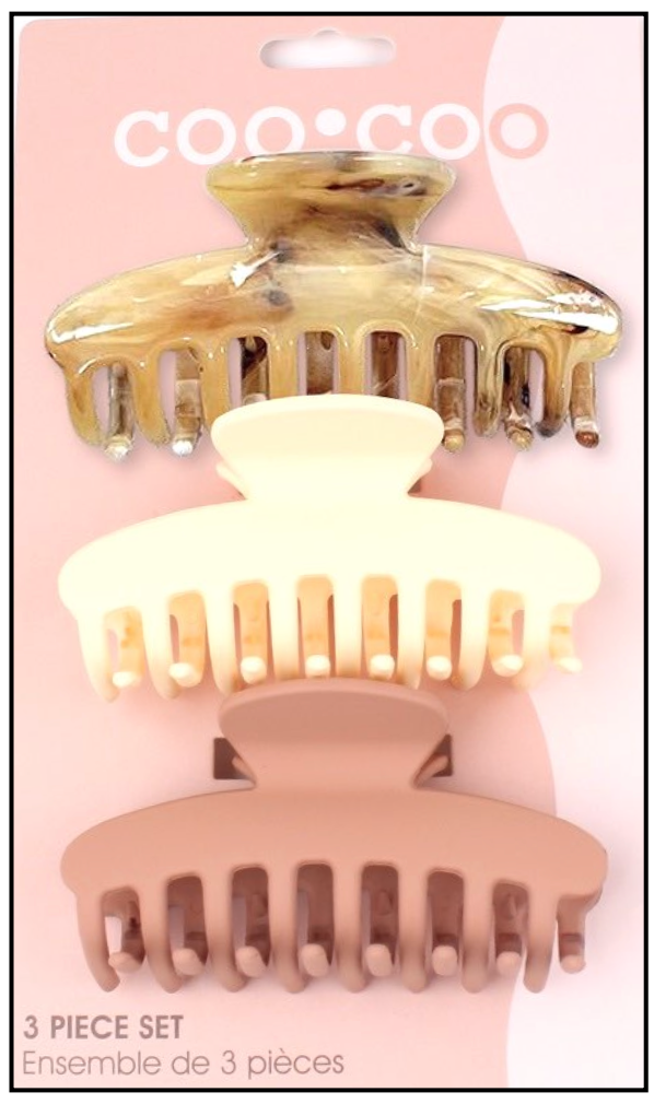 3 PC Classic 'Grip' Claw - Hazelnut Marble