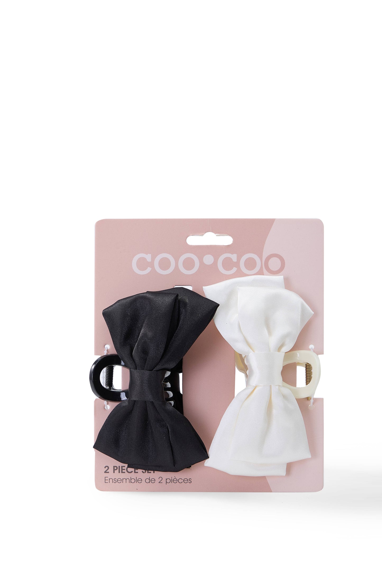 2 PC Classic Bow Clip - Ivory/Black