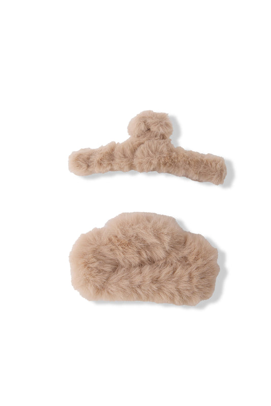 2 PC Jumbo Fuzzy Claw - Oatmeal