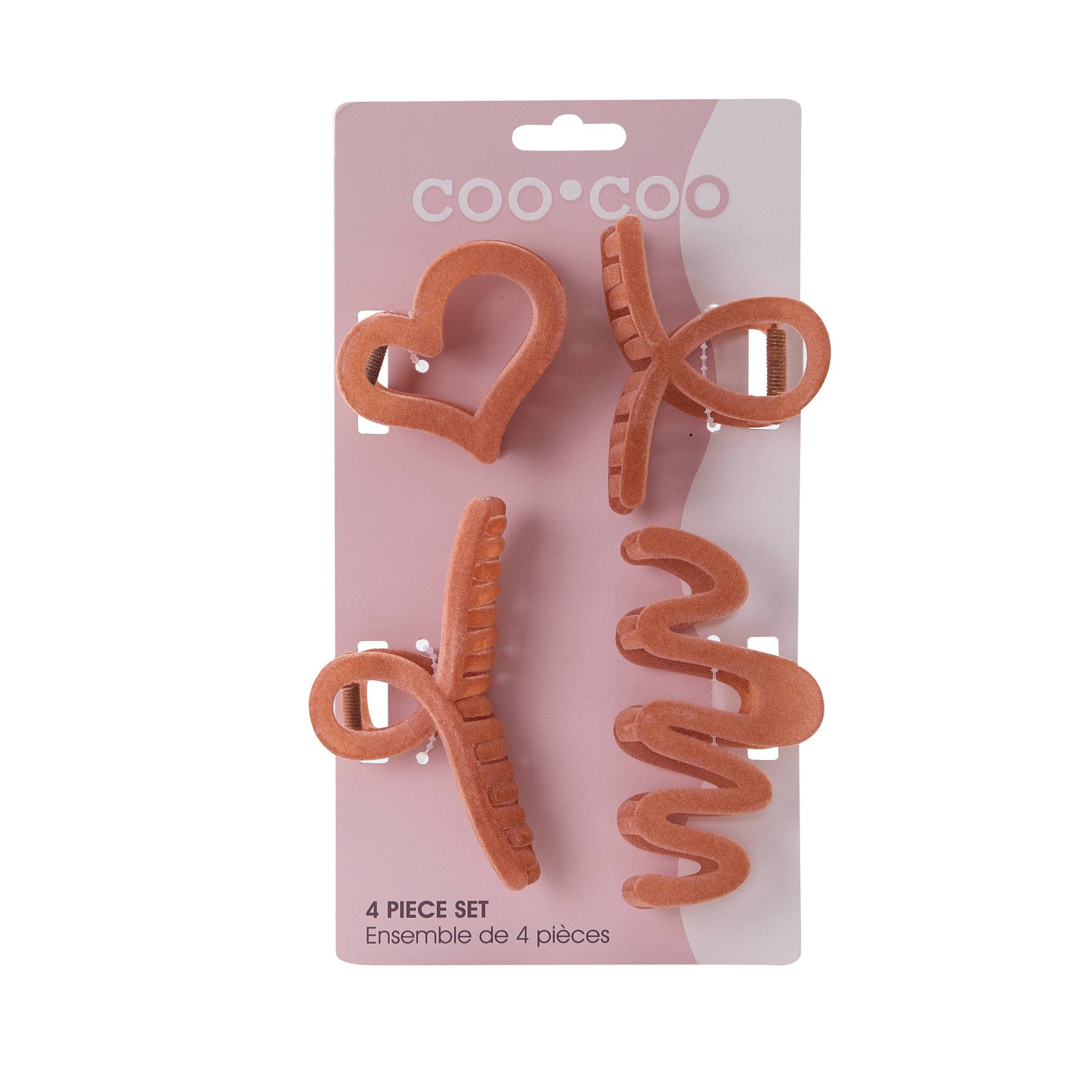 4 PC Assorted Velour Claw's - Peach
