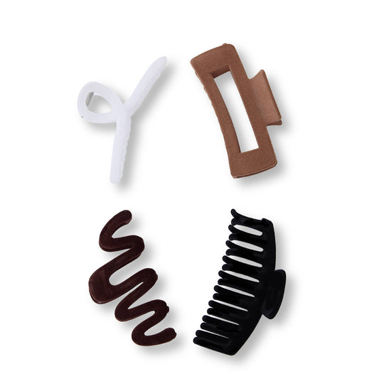 4 PC Assorted Velour Claw's - Hazelnut