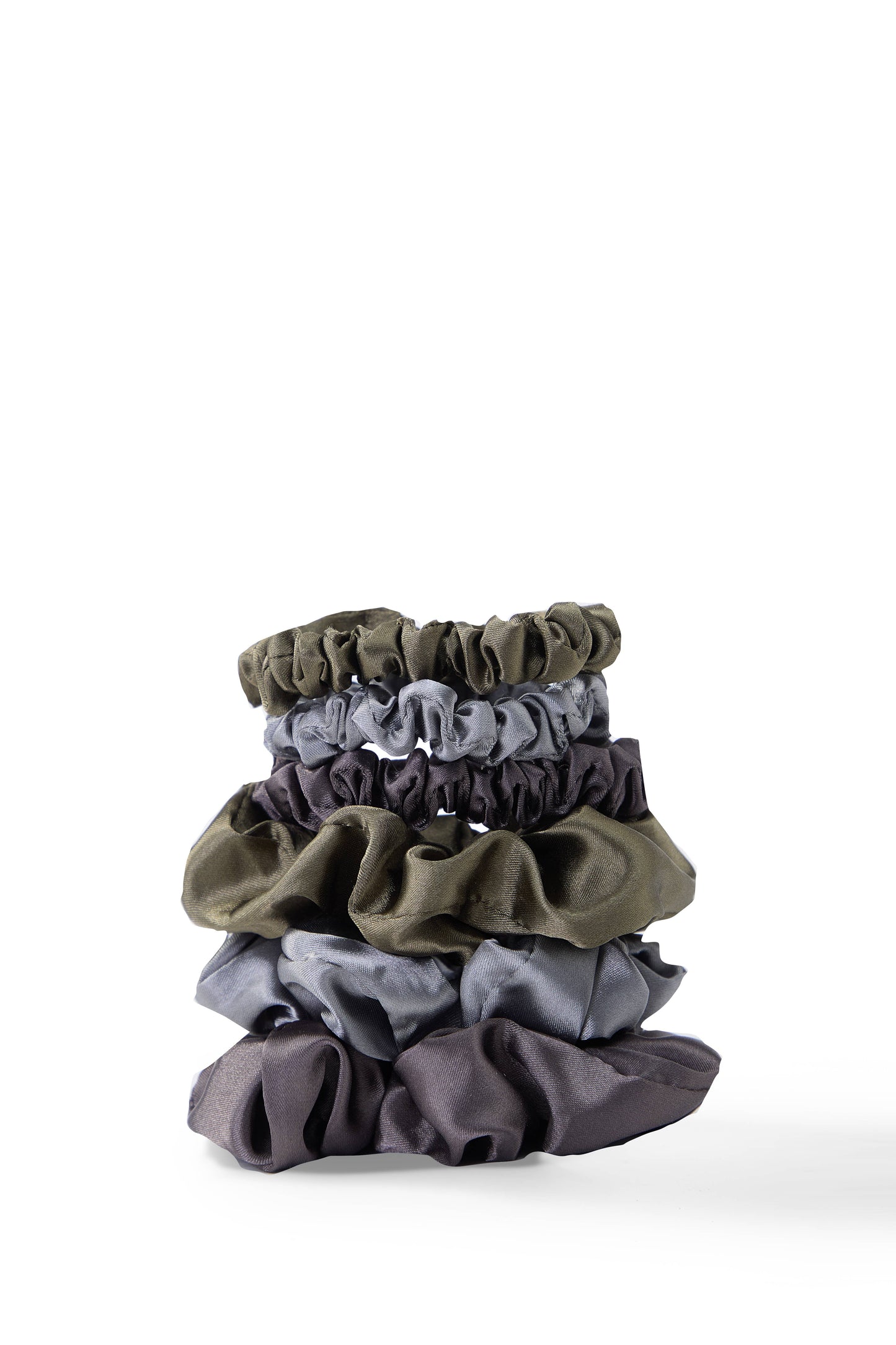 6 PC Satin Sleep Scrunchies - Cool Eucalyptus