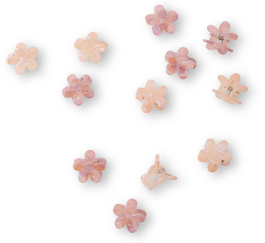 12 PC Mini Floral Bloom Clips - Rose Quartz