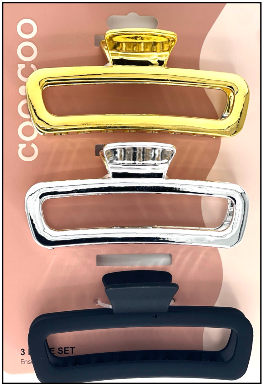 3 PC Metallic & Matte Jumbo Claw - Metallic Slate