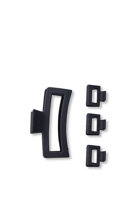 4 PC Assorted Size Square Matte Claw - Black