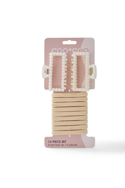 14 PC Pearl Claw + 'Fine' Elastic Set- Ivory