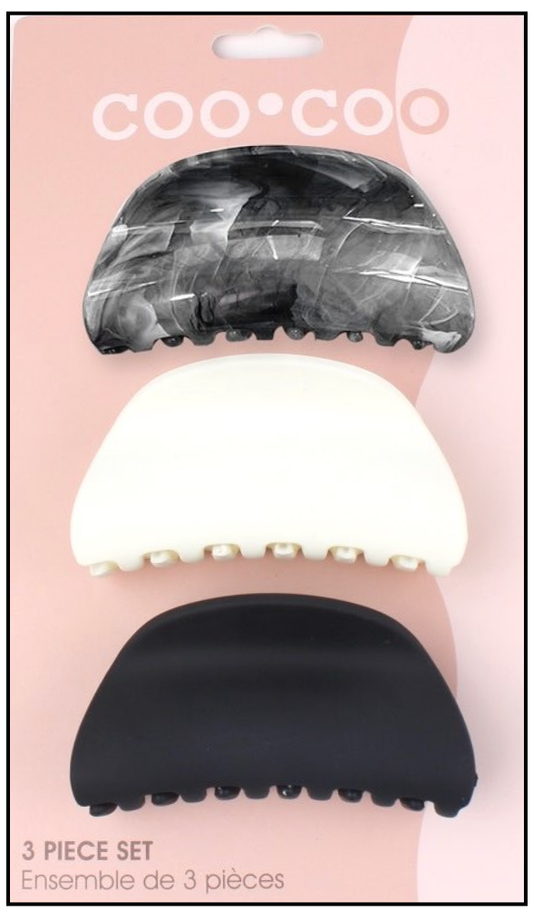 3 PC French Curve Grip Claw - Shadow Quartz