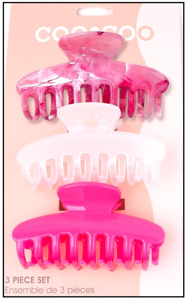 3 PC Classic 'Grip' Claw - Pink Berry Marble