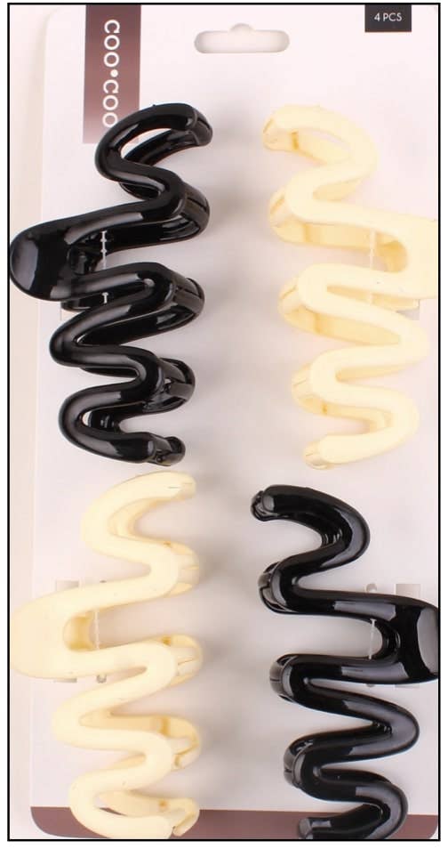 4 PC Classic Squiggle Claw - Black/White