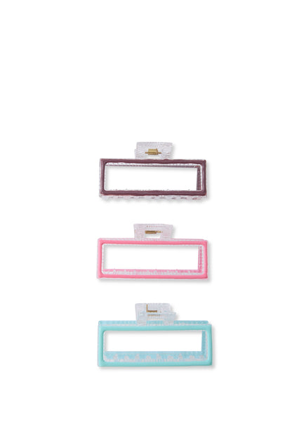 3 PC Geometric Claw - Berry Mix