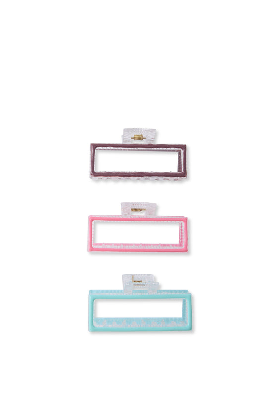 3 PC Geometric Claw - Berry Mix