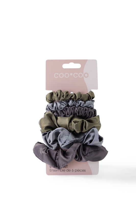 6 PC Satin Sleep Scrunchies - Cool Eucalyptus