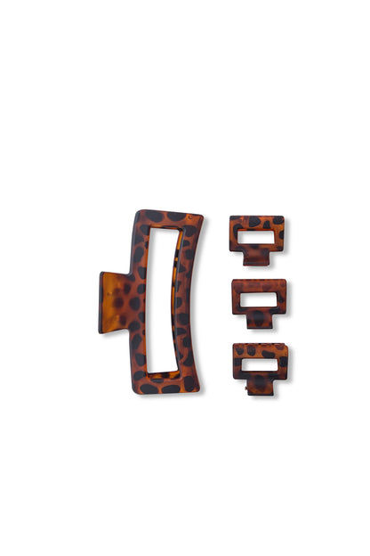 4 PC Assorted Size Square Matte Claw - Tortoise