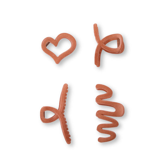 4 PC Assorted Velour Claw's - Peach