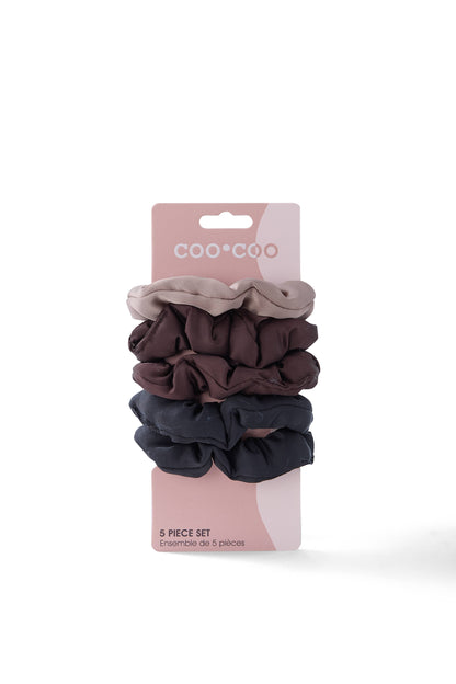 5 PC Satin Pillow Scrunchie - Mocha