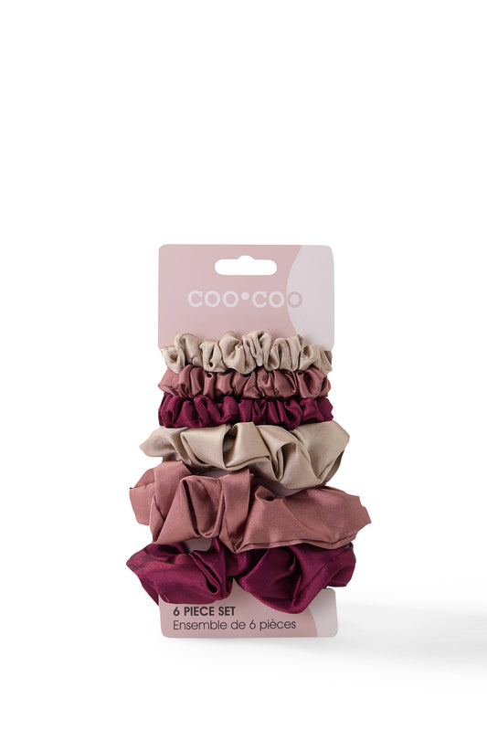 6 PC Satin Sleep Scrunchies - Boysenberry Spice