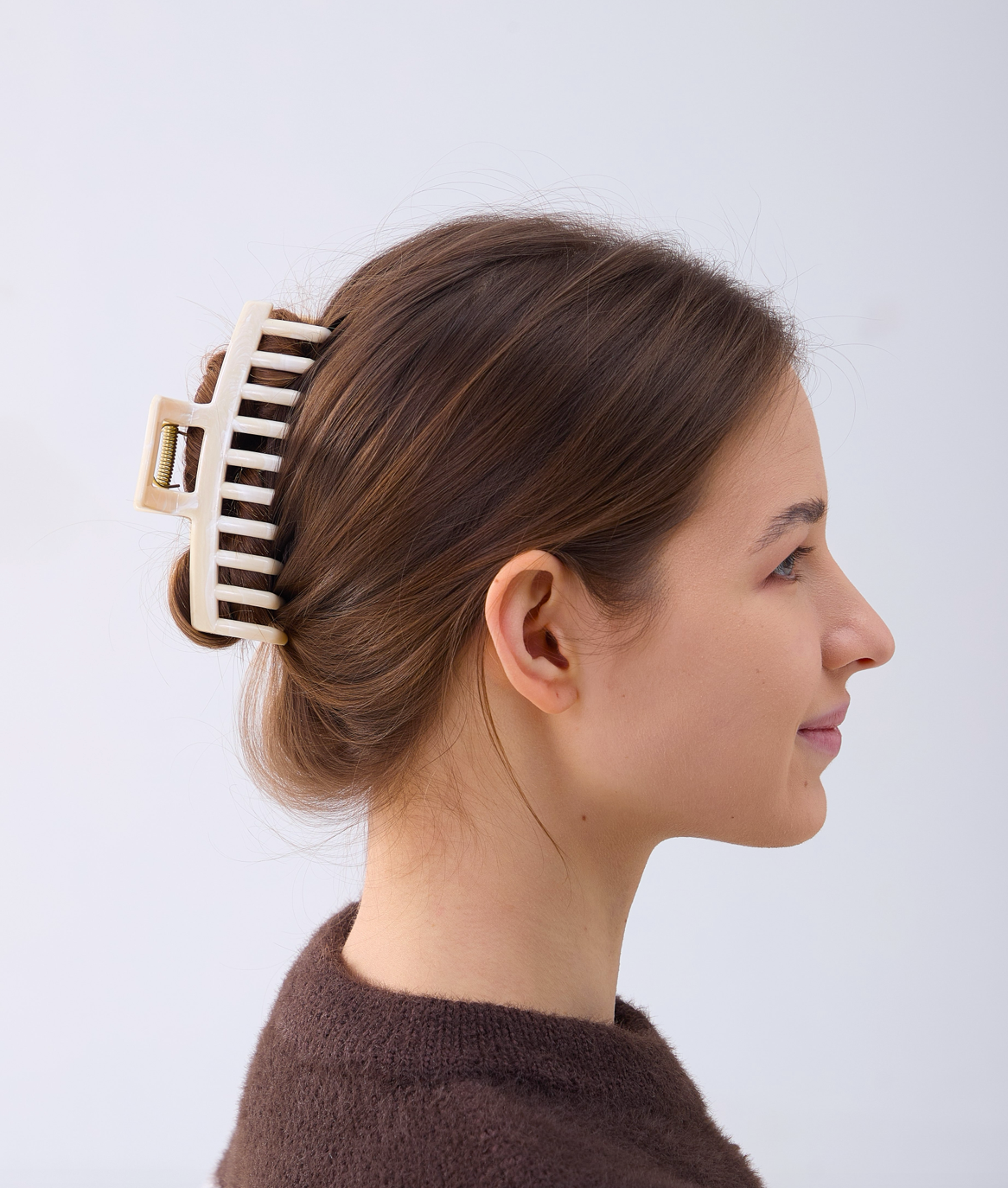 2 PC Wide Grip Claw Clip - Stone/Beige