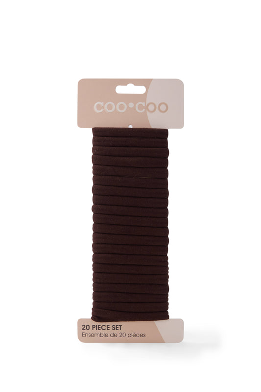 20 PC 'Fine Hold' Elastics - Brunette
