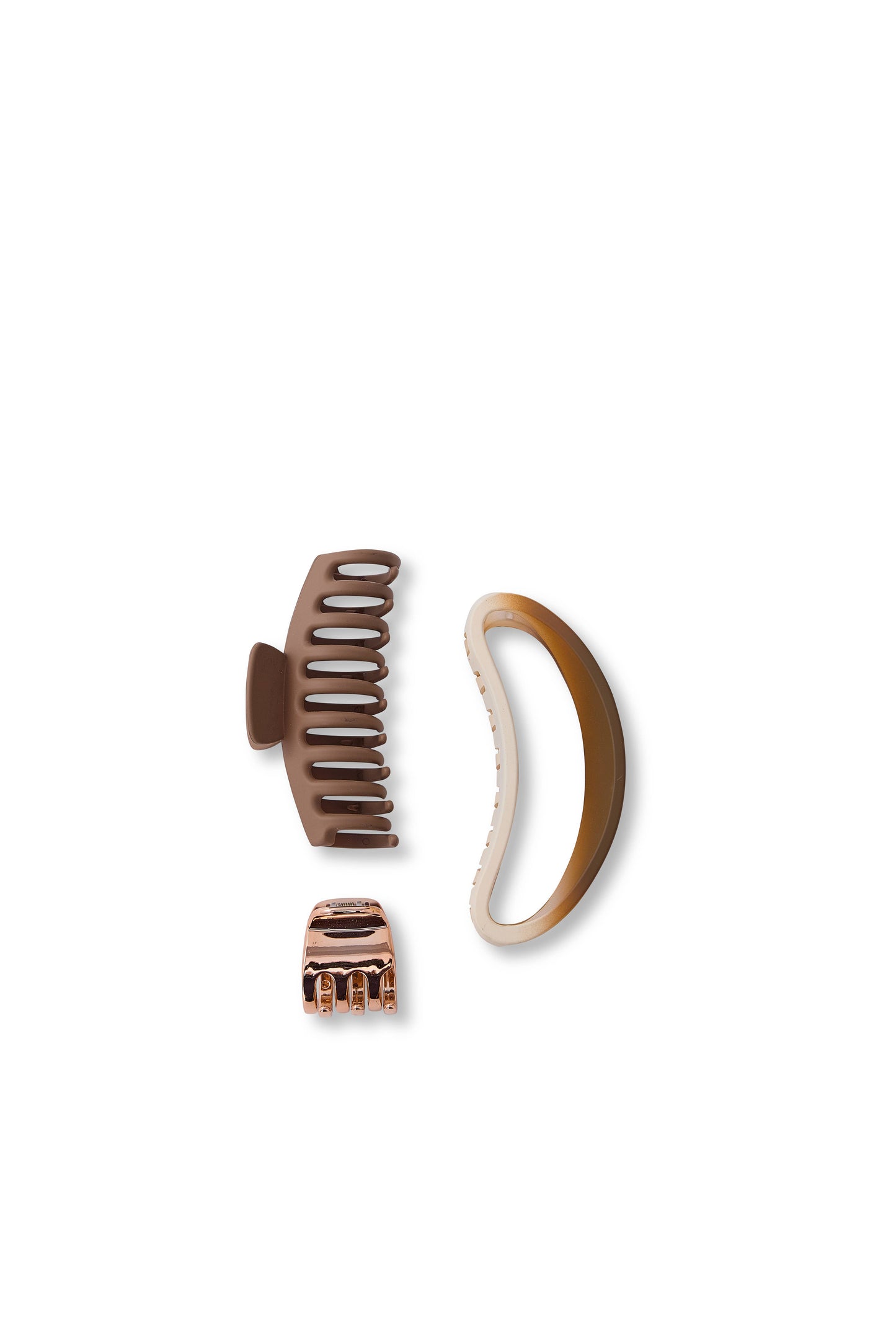 3 PC 'Chic' Trio Hair Claw Set - Cappuccino