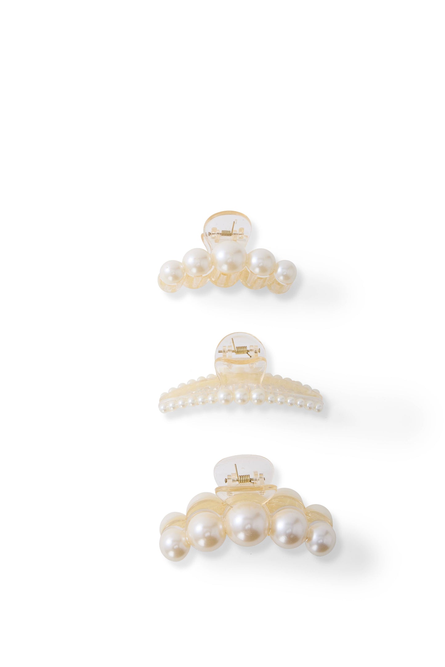3 PC Jumbo Pearl Claw - White