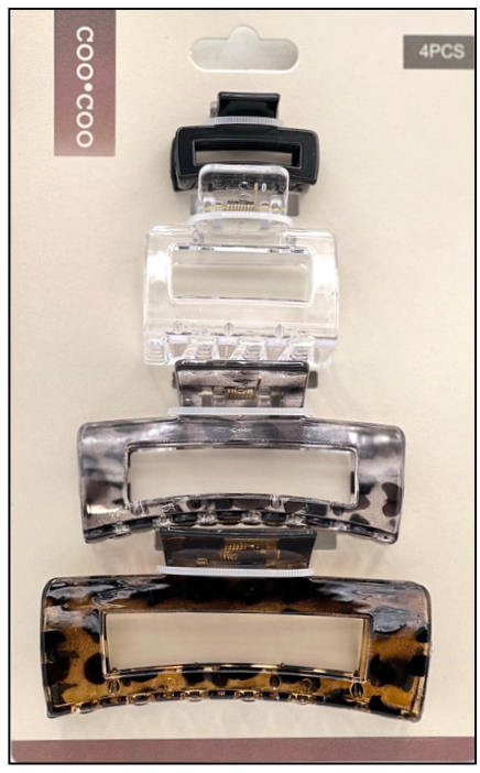 4 PC Size Assorted Claw - Clear Leapord