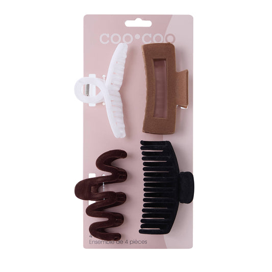 4 PC Assorted Velour Claw's - Hazelnut