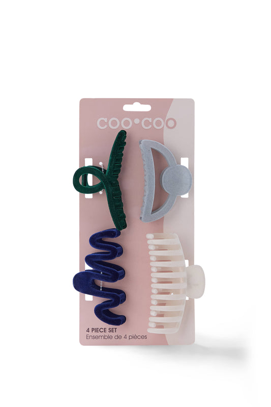 4 PC Assorted Velour Claw's - Ocean Mist
