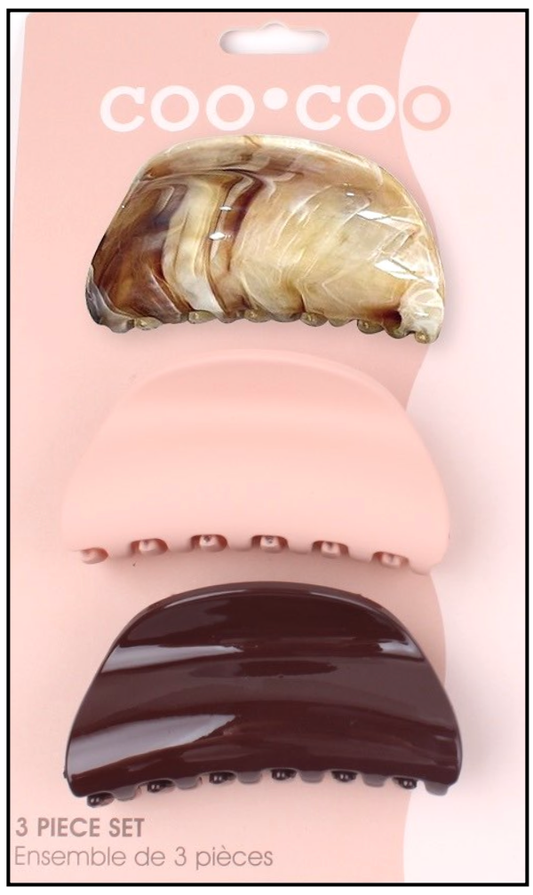 3 PC French Curve Grip Claw - Espresso Quartz