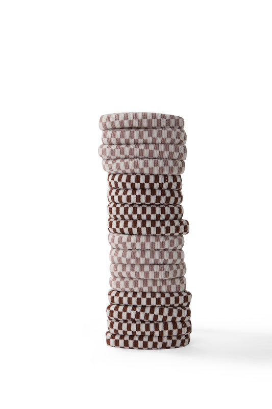 16 PC Checkerboard 'Thick' Elastics - Sand/Sienna