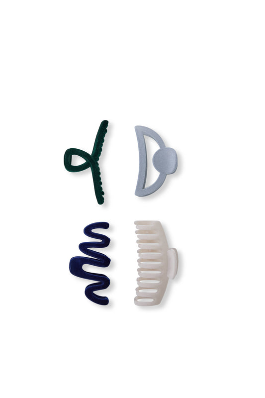 4 PC Assorted Velour Claw's - Ocean Mist