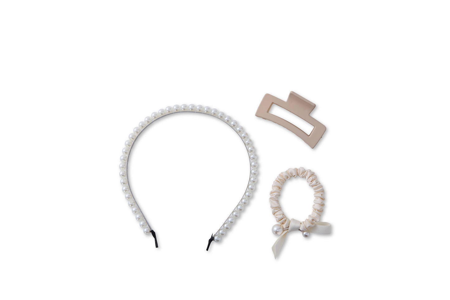 3 PC 'Elegant' Pearl Hair Set - Ivory