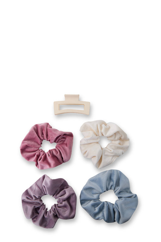 5 PC Scrunchie & Claw Ombre - Lavendar