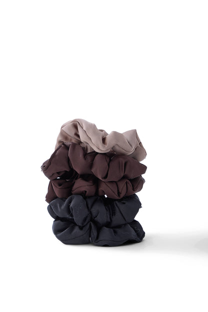5 PC Satin Pillow Scrunchie - Mocha