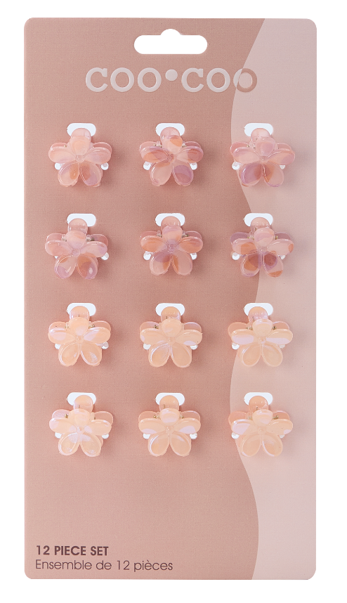 12 PC Mini Floral Bloom Clips - Rose Quartz
