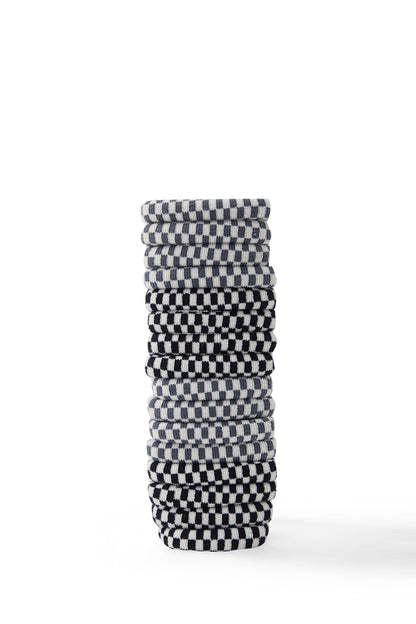 16 PC Checkerboard 'Thick' Elastics - Black/Taupe