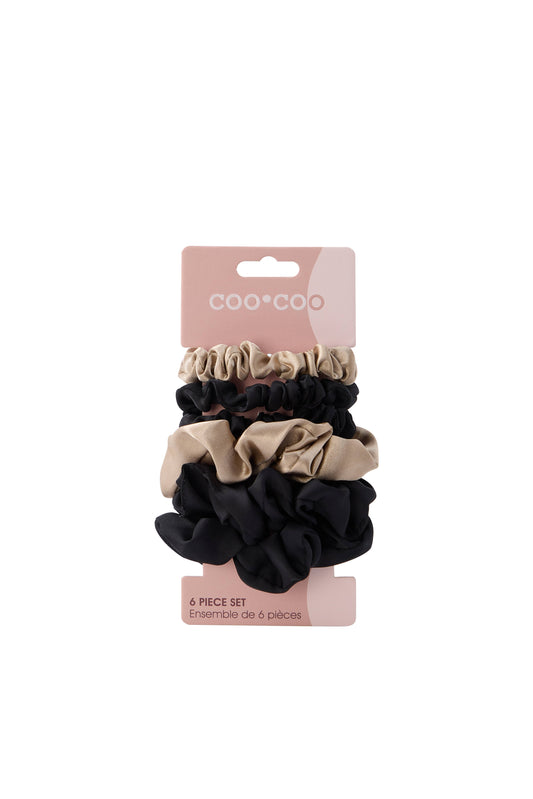 6 PC Satin Sleep Scrunchie - Taupe