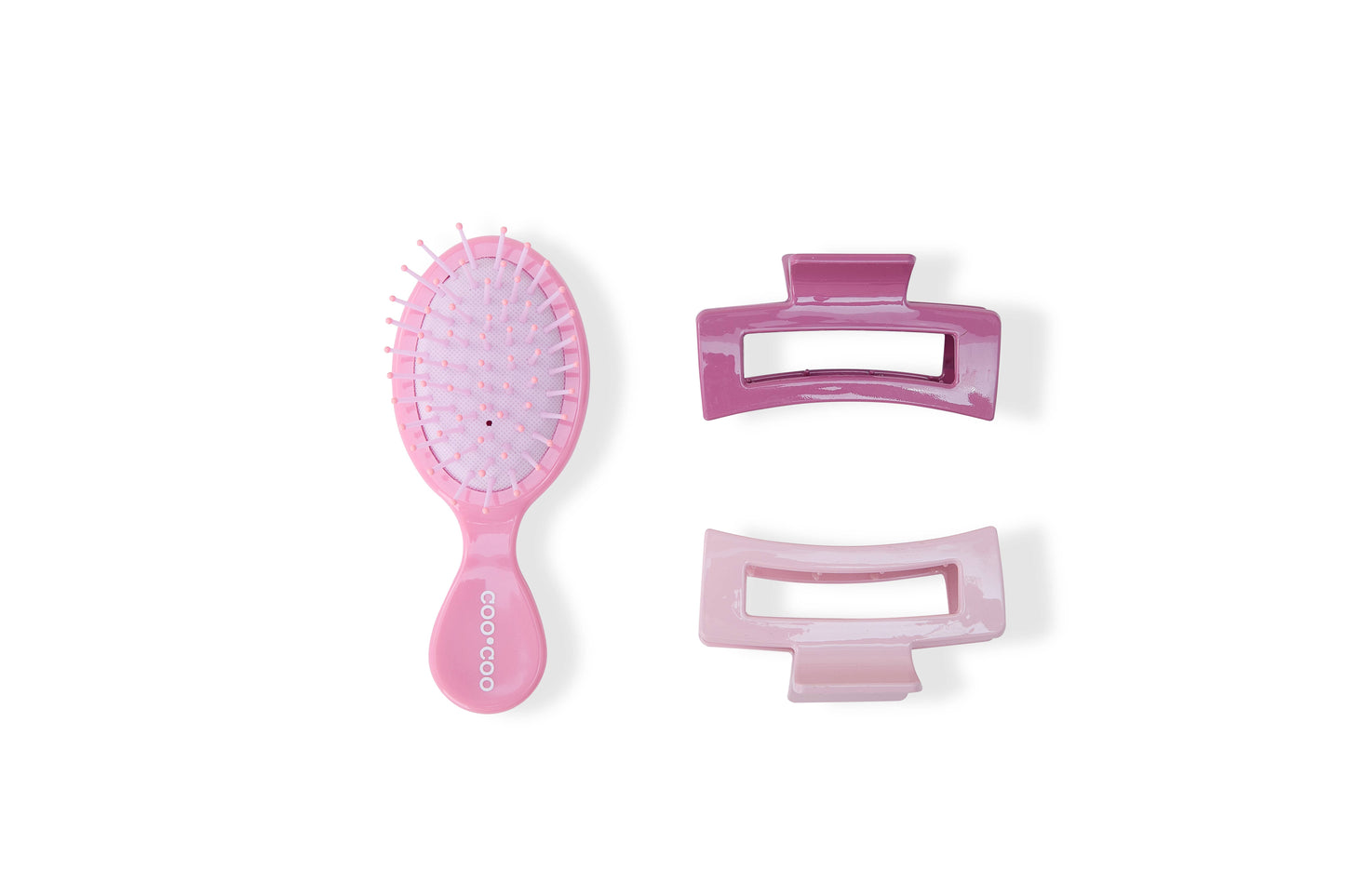3 PC Mini Hair Brush & Claw Set - Bubblegum