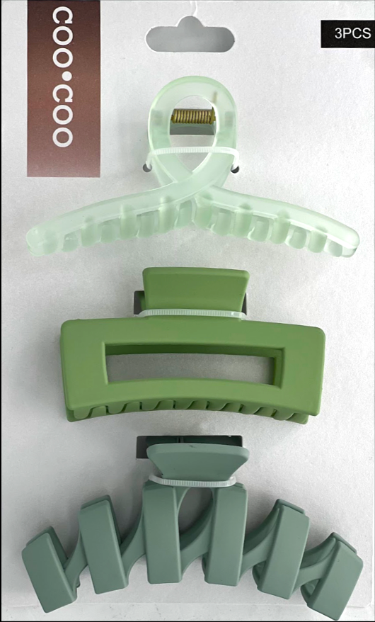 3 PC Assorted Claw - Eucalyptus