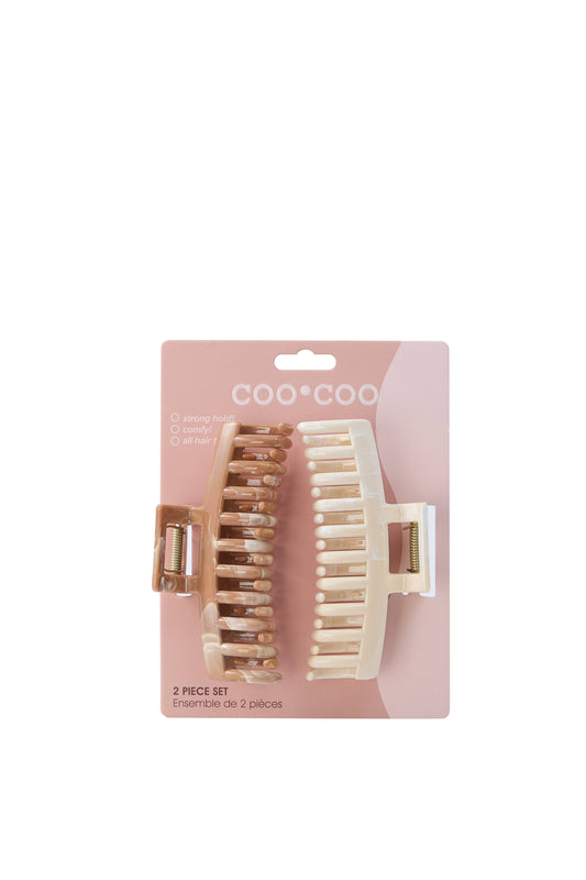 2 PC Wide Grip Claw Clip - Stone/Beige