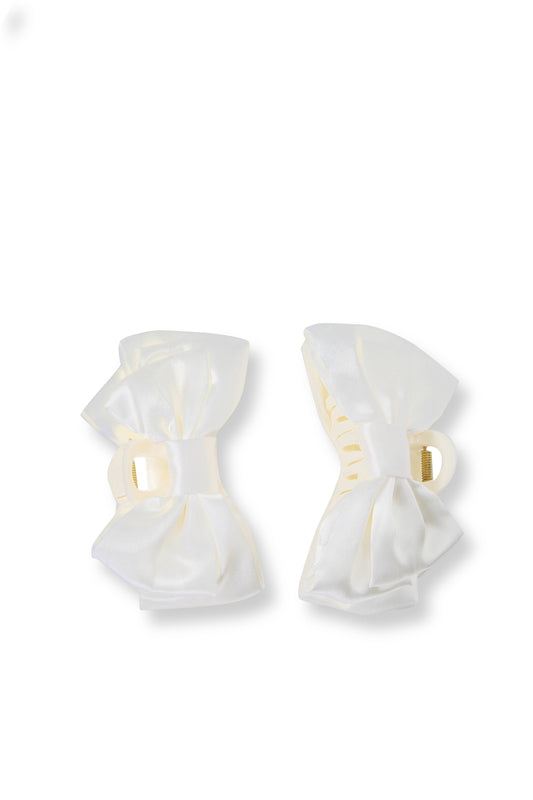 2 PC Classic Bow Clip - Ivory