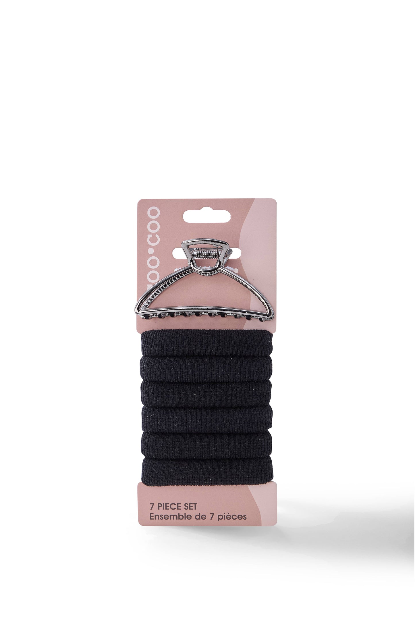 7 PC Metal Claw & 'Thick Hold' Elastic - Gun Metal/Black