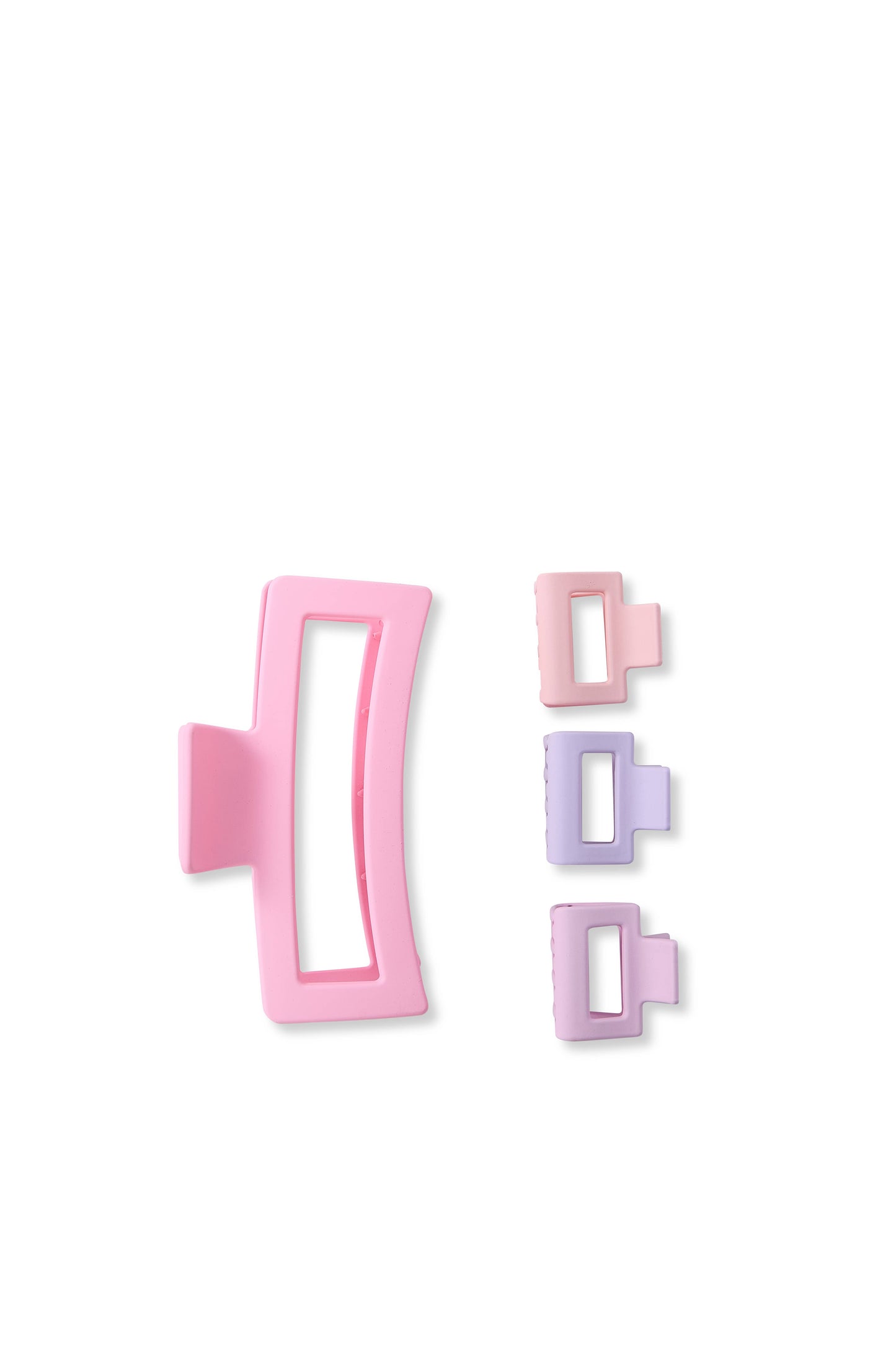 4 PC Assorted Size Square Matte Claw - Petal Pink