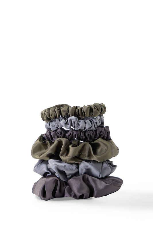 6 PC Satin Sleep Scrunchies - Cool Eucalyptus