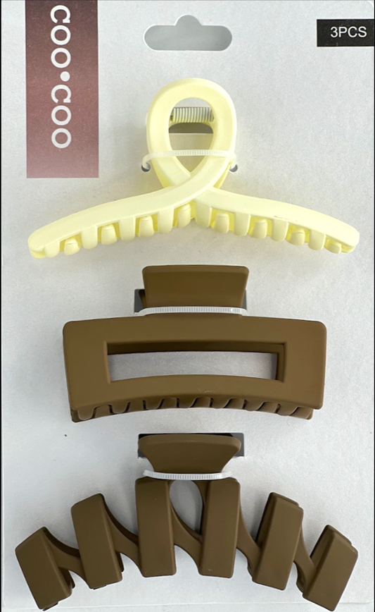 3 PC Assorted Claw - Cappuccino